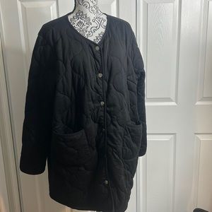 Evy’s Tree Black Quilted Long Coat 1X The Eleanor